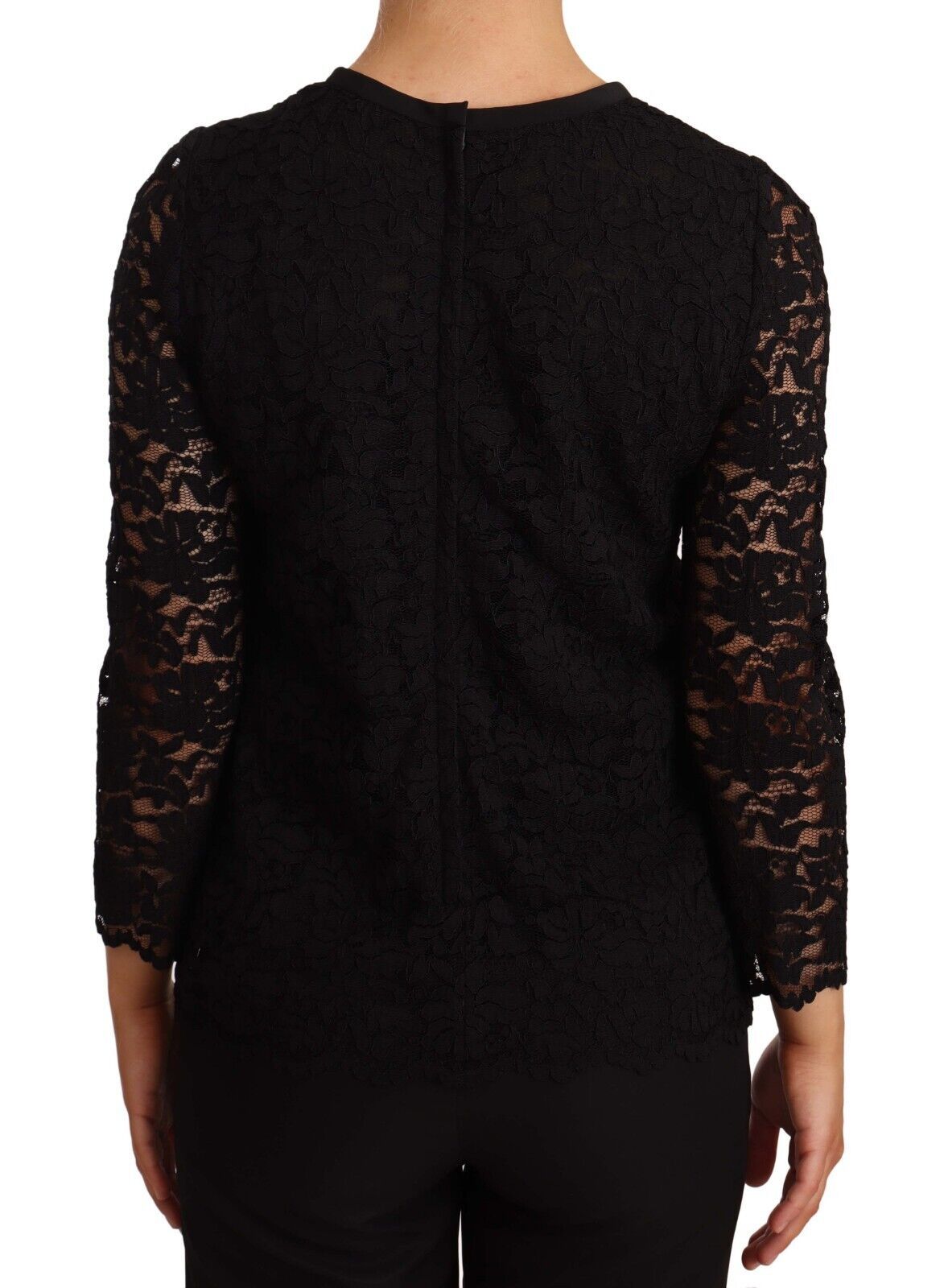 Chemisier en nylon noir à dentelle florale Dolce &amp; Gabbana