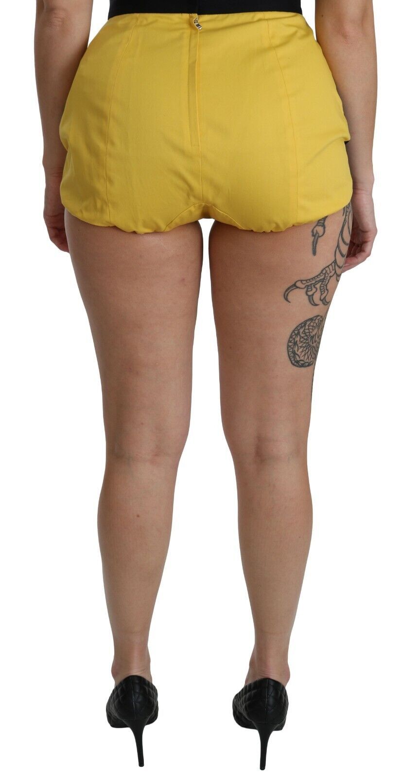 Short chaud Dolce &amp; Gabbana en coton jaune et noir orné de bijoux