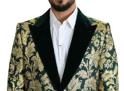 Dolce &amp; Gabbana DOLCE &amp; GABBANA jas SICILIA groengouden jacquard lange jas