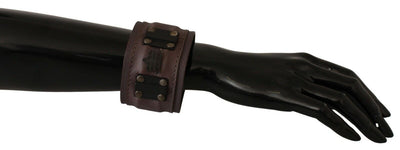 Scervino Street Bruine Leren Armband met Brede Gespsluiting en Merk