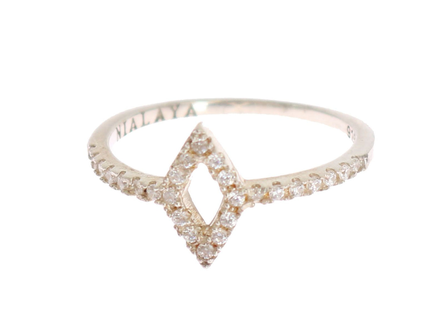 Nialaya Zilveren Rhombus Dames Ring met Heldere CZ 925 Zilveren