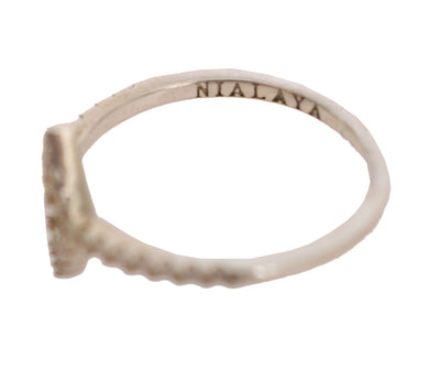 Nialaya Zilveren Rhombus Dames Ring met Heldere CZ 925 Zilveren