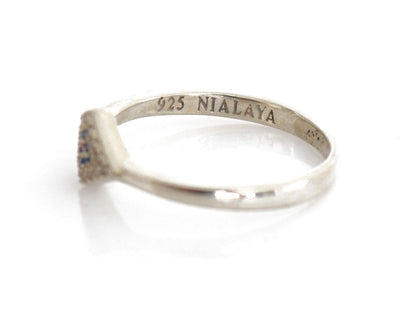 Nialaya Blue Red CZ 925 Zilveren Dames Heldere Ring