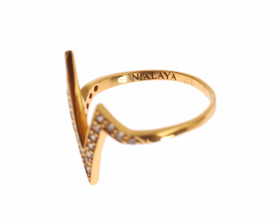Nialaya gouden 925 zilveren damesring met heldere zirkonia 18K