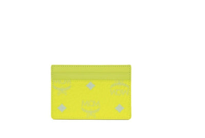 MCM Spectrum Diamond Mini Neon Geel Visetos Leren Kaarthouder Portemonnee
