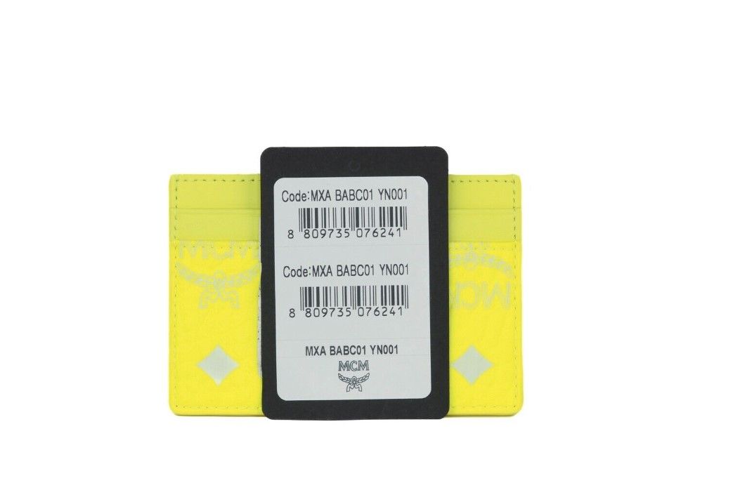MCM Spectrum Diamond Mini Neon Geel Visetos Leren Kaarthouder Portemonnee