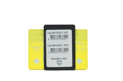 MCM Spectrum Diamond Mini Neon Geel Visetos Leren Kaarthouder Portemonnee