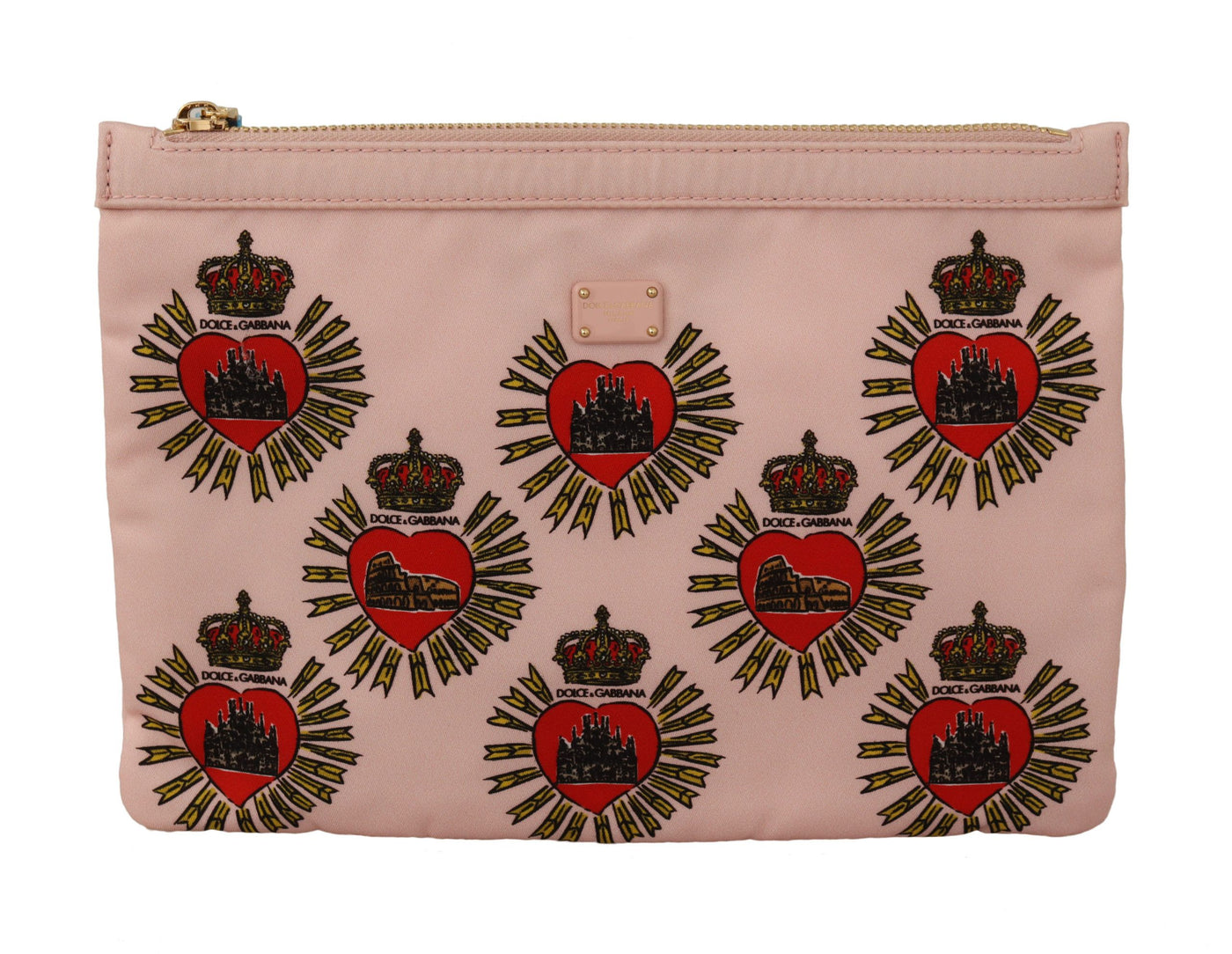 Dolce &amp; Gabbana Clutch Roze D&amp;G Logo Devotion Hart Toilettas Portemonnee