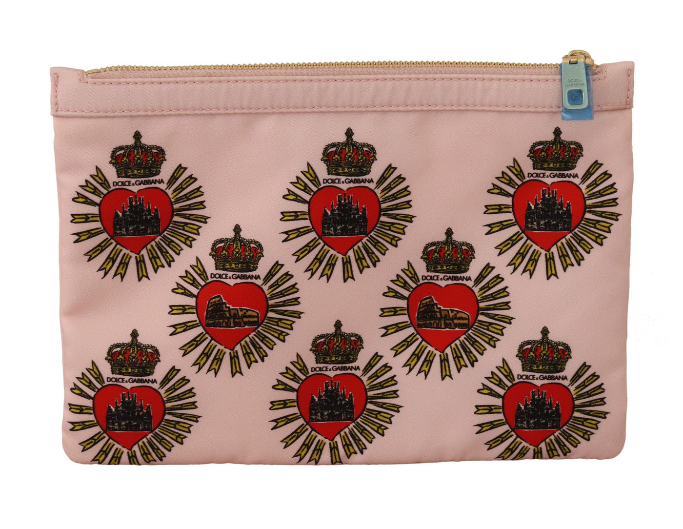 Dolce &amp; Gabbana Clutch Roze D&amp;G Logo Devotion Hart Toilettas Portemonnee