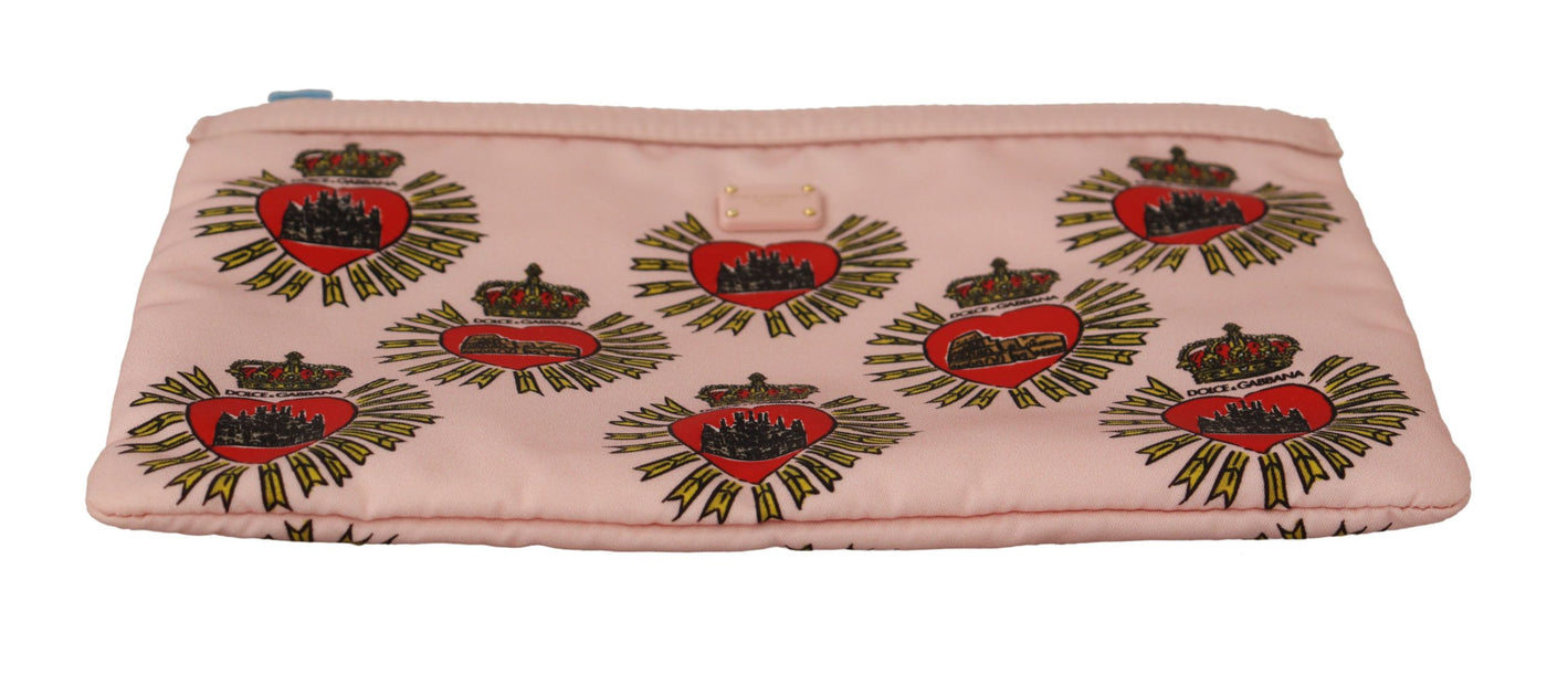 Dolce &amp; Gabbana Clutch Roze D&amp;G Logo Devotion Hart Toilettas Portemonnee