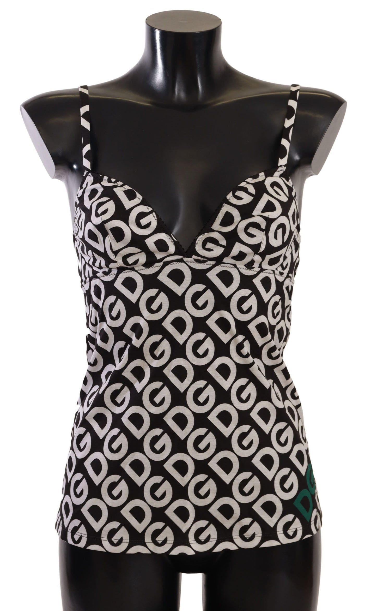 Dolce &amp; Gabbana Zwart Wit Logo Print Camisole Top Ondergoed