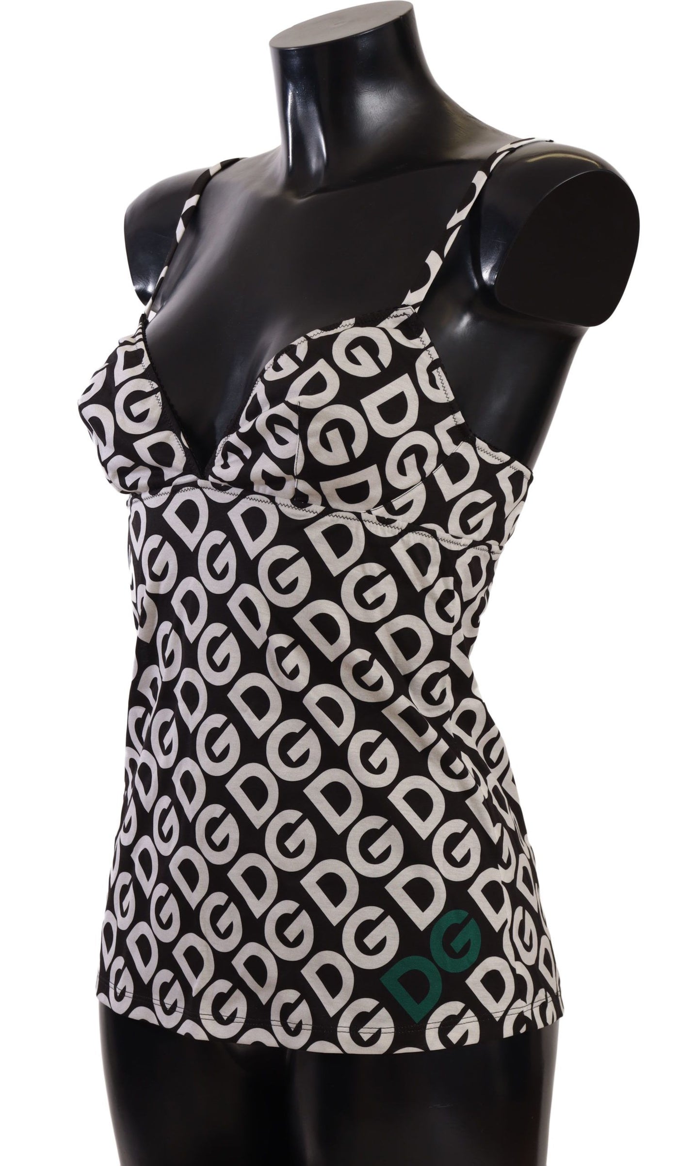 Dolce &amp; Gabbana Zwart Wit Logo Print Camisole Top Ondergoed