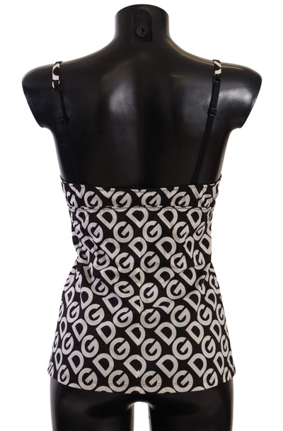 Dolce &amp; Gabbana Zwart Wit Logo Print Camisole Top Ondergoed