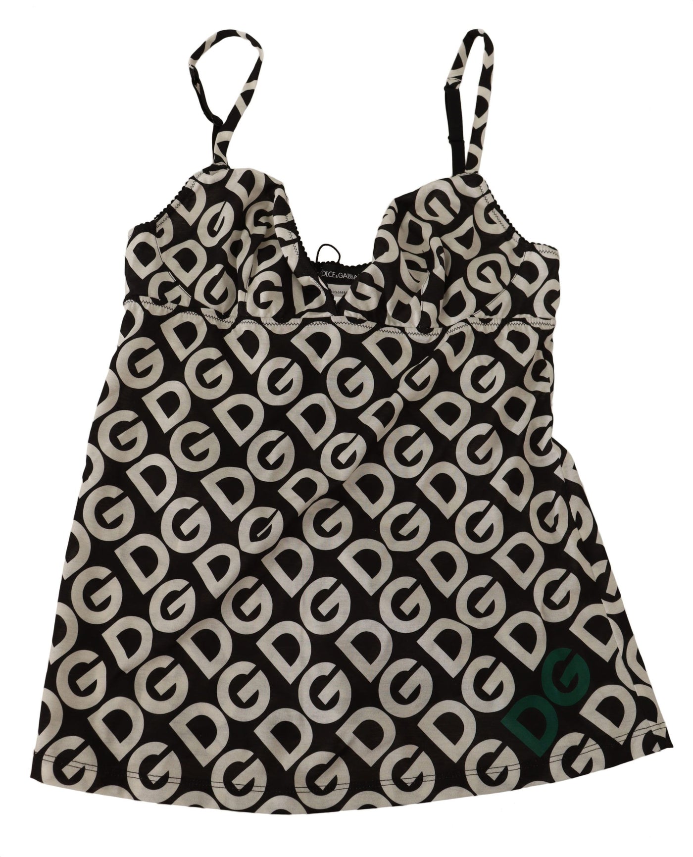 Dolce &amp; Gabbana Zwart Wit Logo Print Camisole Top Ondergoed
