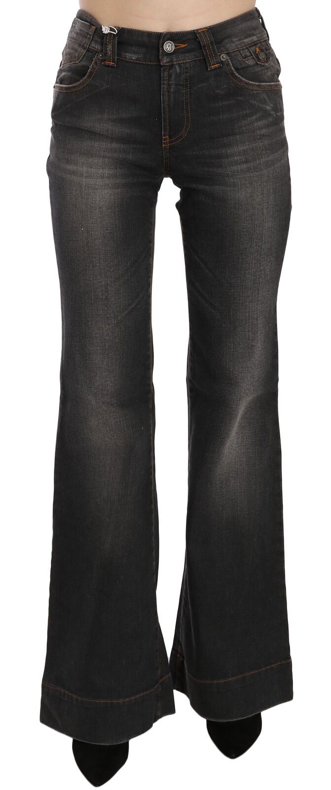 John Galliano Zwarte Gewassen Mid Waist Flared Denim Casual Jeans