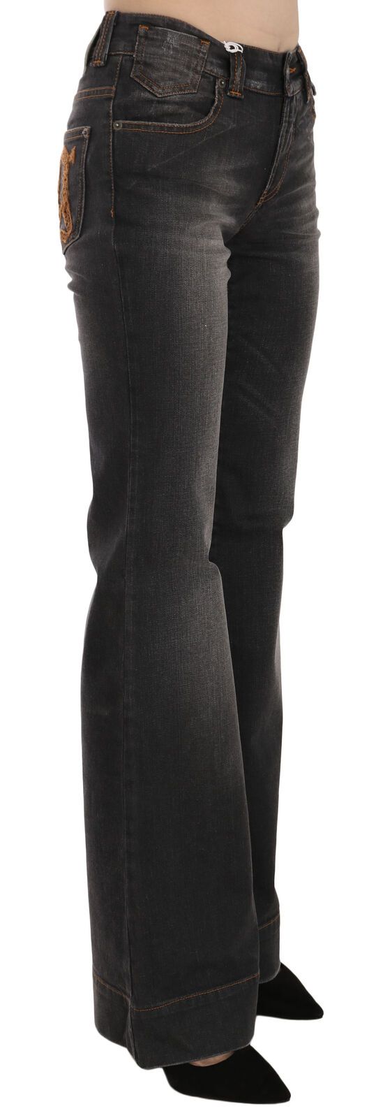 John Galliano Zwarte Gewassen Mid Waist Flared Denim Casual Jeans