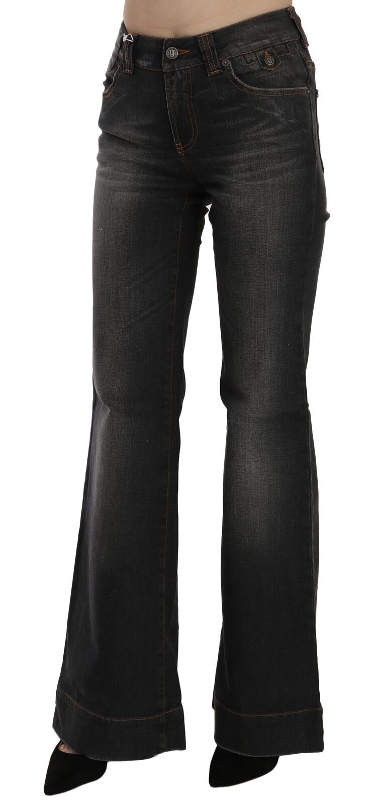 John Galliano Zwarte Gewassen Mid Waist Flared Denim Casual Jeans