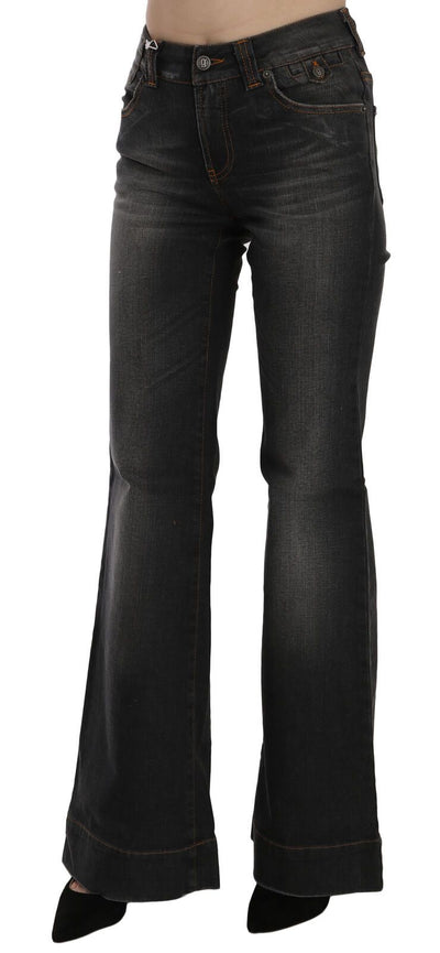John Galliano Zwarte Gewassen Mid Waist Flared Denim Casual Jeans