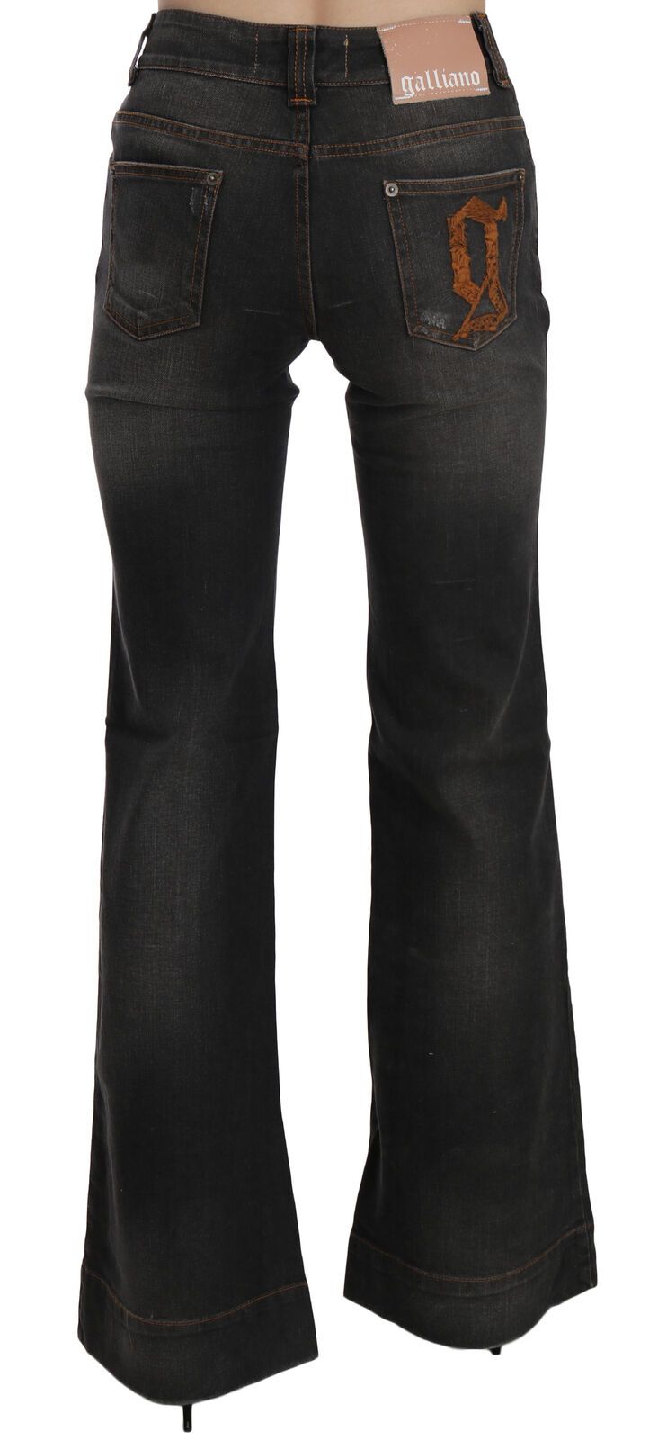 John Galliano Zwarte Gewassen Mid Waist Flared Denim Casual Jeans