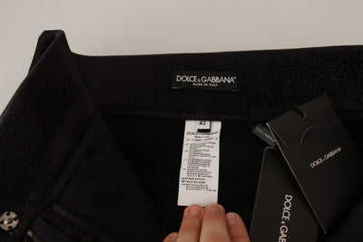 Dolce &amp; Gabbana Zwarte Zilveren Lurex Draad Katoenen Stretch Broek