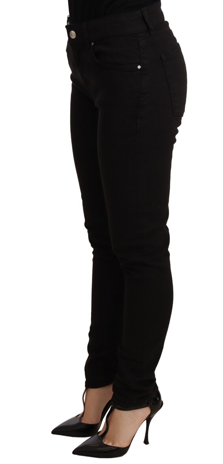Dolce &amp; Gabbana Zwarte Skinny Denim Logo Katoenen Stretch Jeans