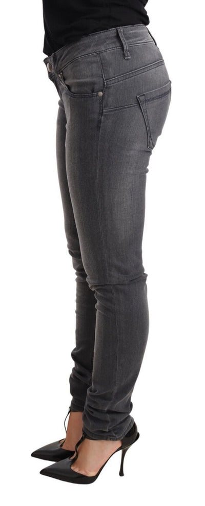 Jean slim taille basse en coton délavé gris Acht pour femme