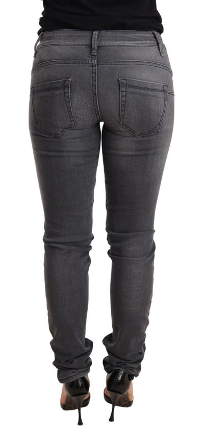 Jean slim taille basse en coton délavé gris Acht pour femme