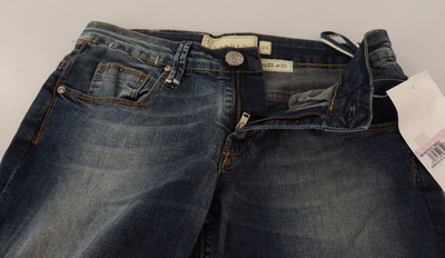 Jean skinny taille basse en coton délavé bleu Acht pour femme
