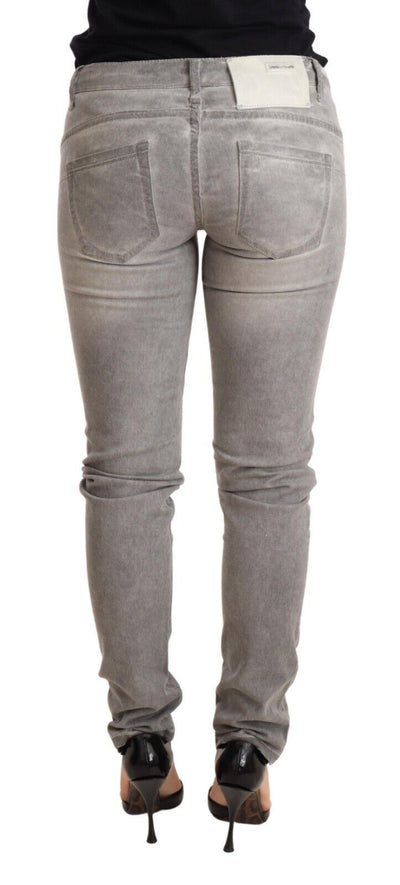 Jean slim en coton délavé gris clair pour femme