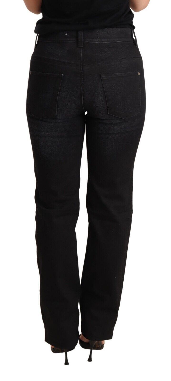 Pantalon droit en denim noir délavé Ermanno Scervino en coton
