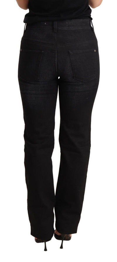Pantalon droit en denim noir délavé Ermanno Scervino en coton