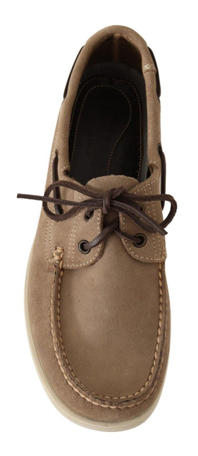 Mocassins bas en daim beige Pollini pour homme, chaussures décontractées