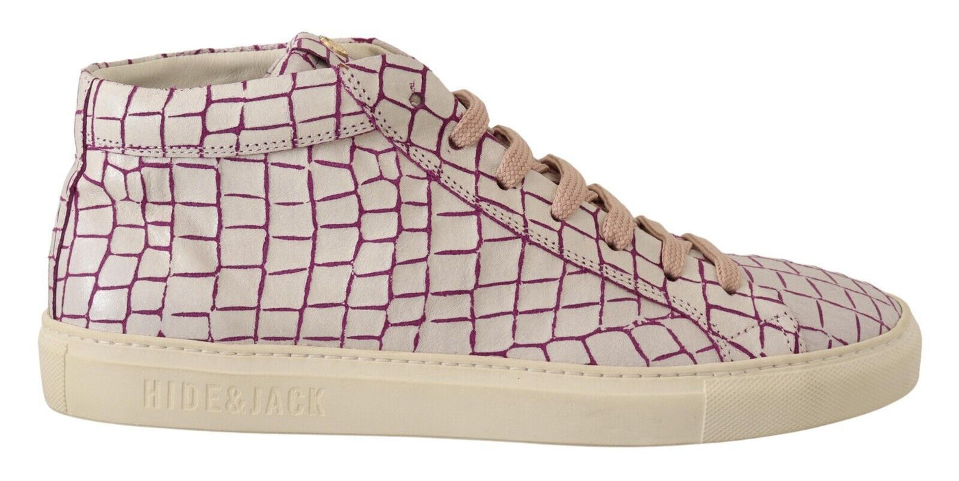 HIDE &amp; JACK Witte Bordeaux Leren Casual Veterschoenen