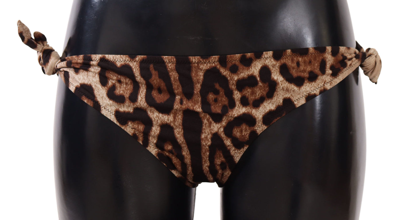 Bas de bikini Dolce &amp; Gabbana marron à imprimé léopard
