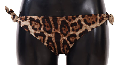 Bas de bikini Dolce &amp; Gabbana marron à imprimé léopard