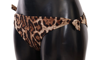 Bas de bikini Dolce &amp; Gabbana marron à imprimé léopard