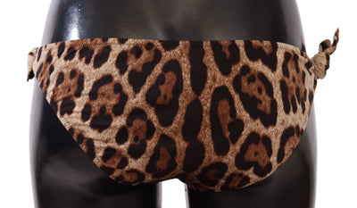 Bas de bikini Dolce &amp; Gabbana marron à imprimé léopard