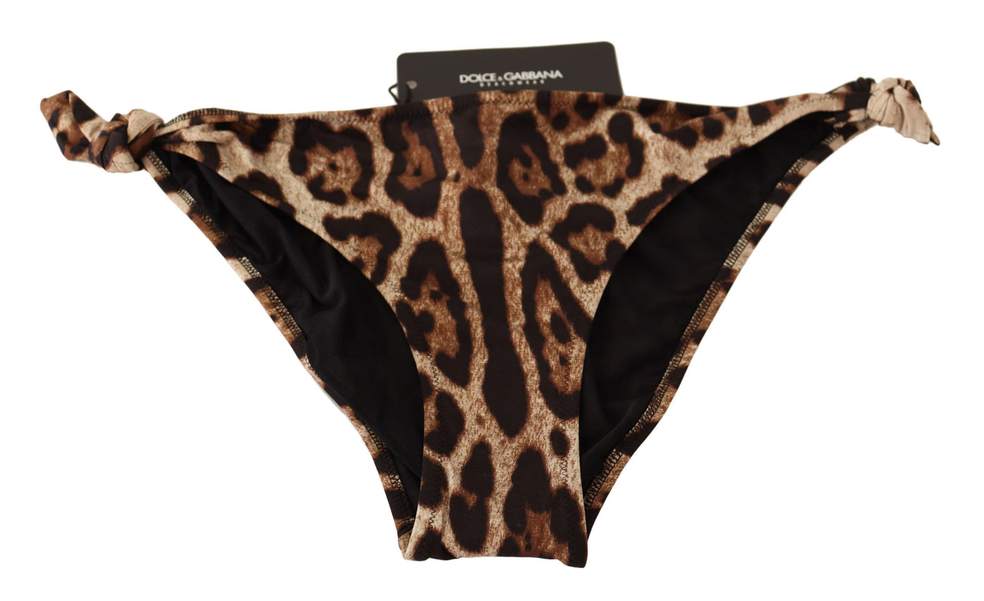 Bas de bikini Dolce &amp; Gabbana marron à imprimé léopard