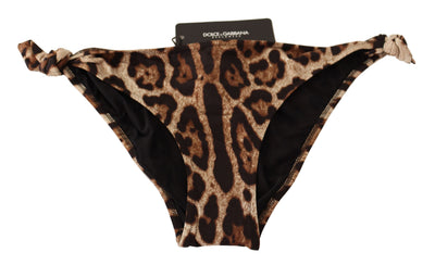 Bas de bikini Dolce &amp; Gabbana marron à imprimé léopard