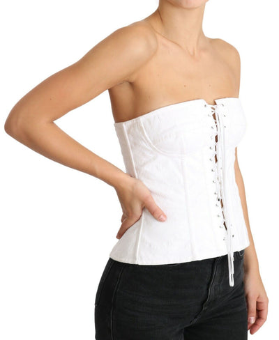 Dolce &amp; Gabbana Wit PALERMO Bustier Katoenen Top Korset