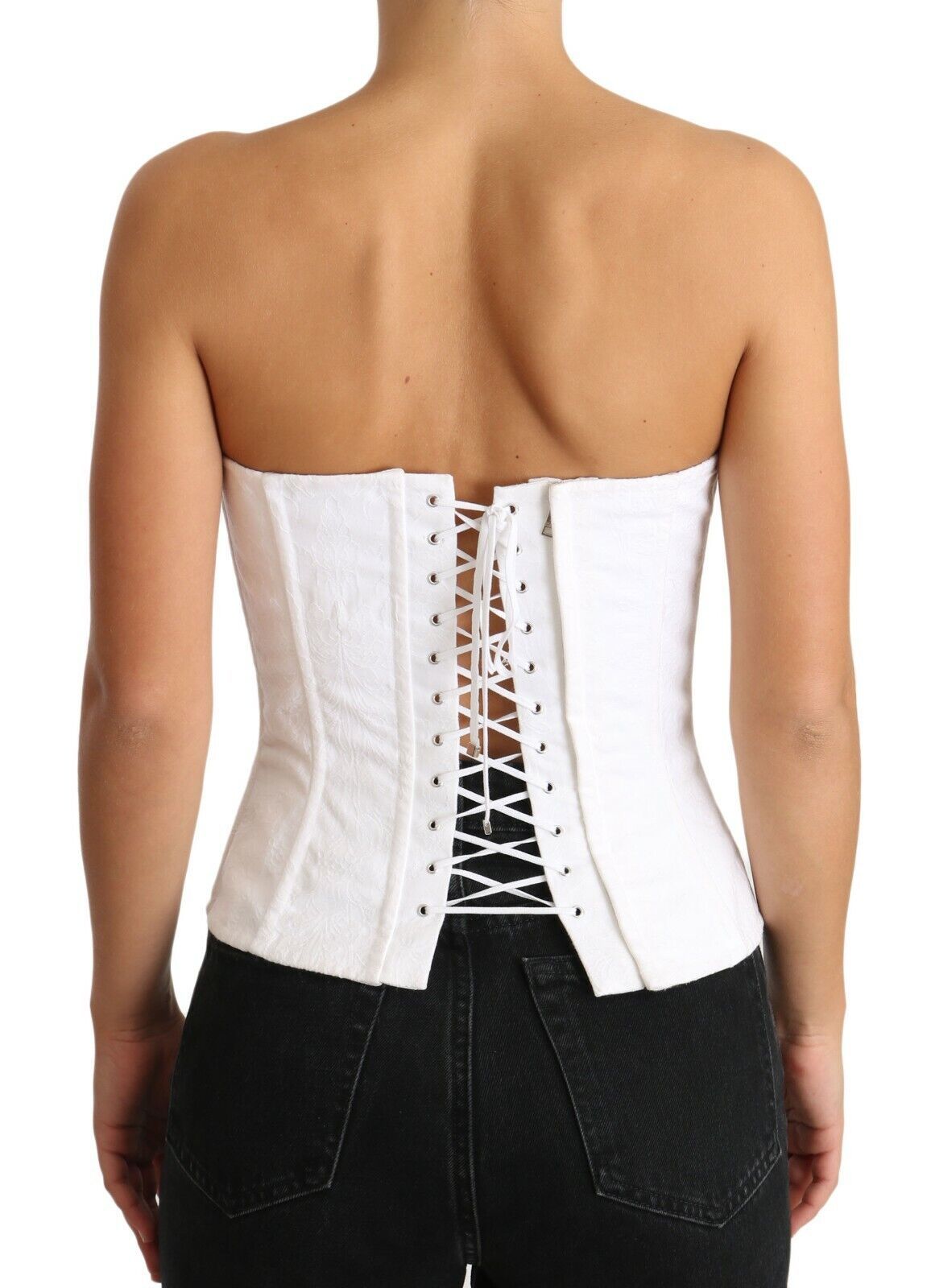 Dolce &amp; Gabbana Wit PALERMO Bustier Katoenen Top Korset