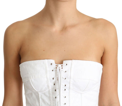 Dolce &amp; Gabbana Wit PALERMO Bustier Katoenen Top Korset