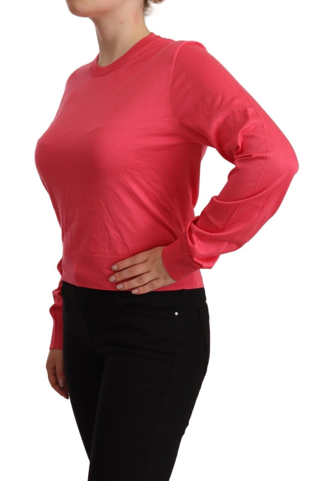 Pull ras du cou en soie rose Dolce &amp; Gabbana