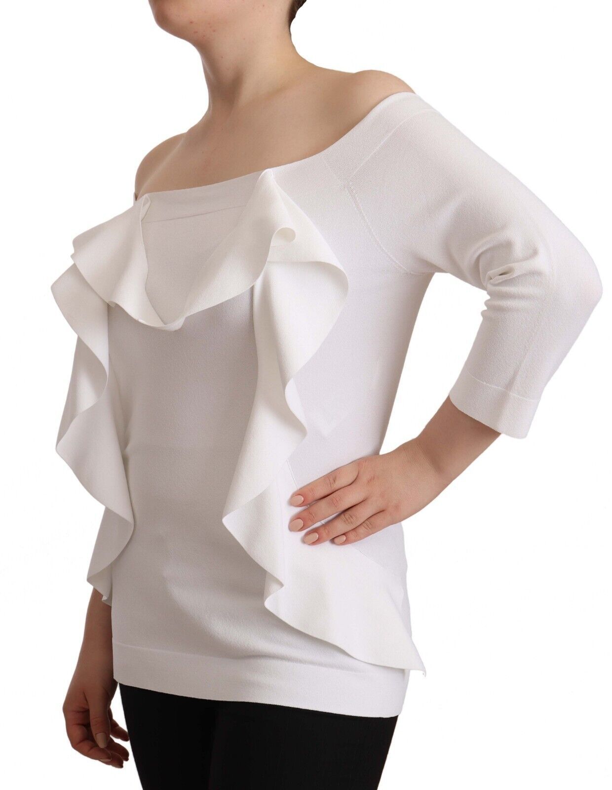 EXTERIOR Witte blouse met lange mouwen en off-shoulder top voor dames