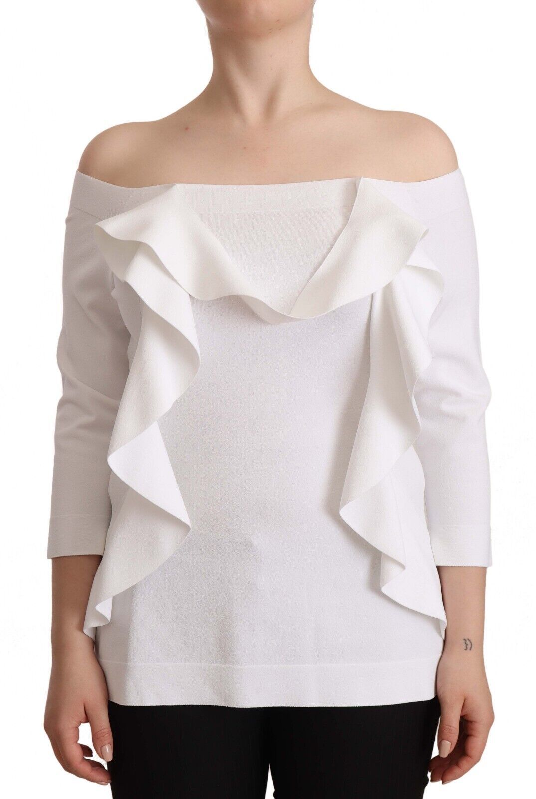 EXTERIOR Witte blouse met lange mouwen en off-shoulder top voor dames