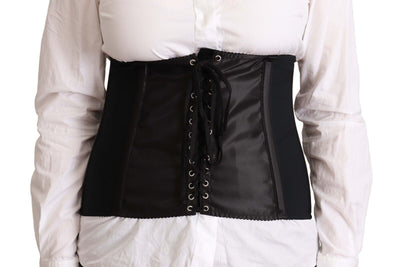 Dolce &amp; Gabbana Zwarte Korset Riem Stretch Tailleband Top