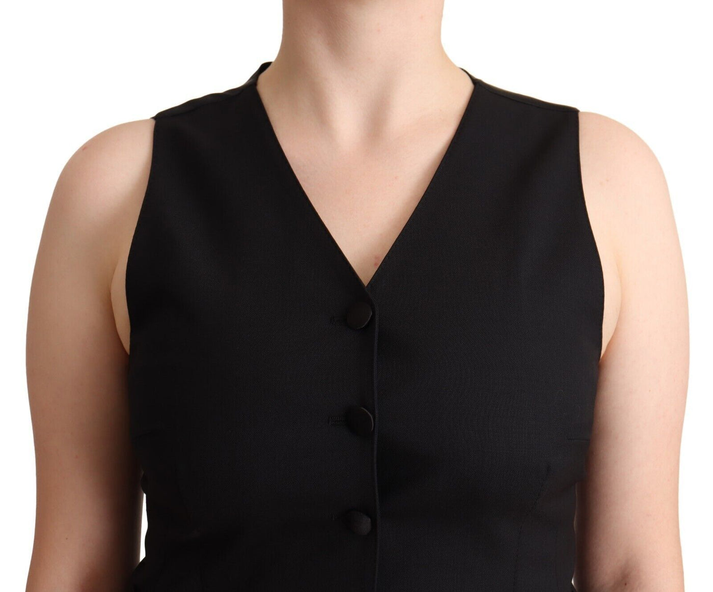 Dolce &amp; Gabbana Débardeur noir boutonné sans manches en viscose