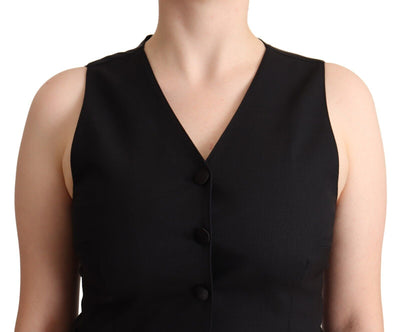 Dolce &amp; Gabbana Débardeur noir boutonné sans manches en viscose
