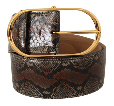 Dolce &amp; Gabbana Bruine Exotische Leren Gouden Ovale Gesp Riem