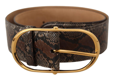 Dolce &amp; Gabbana Bruine Exotische Leren Gouden Ovale Gesp Riem